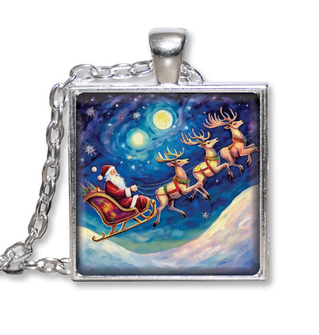 Square Glass Necklaces . Key Rings