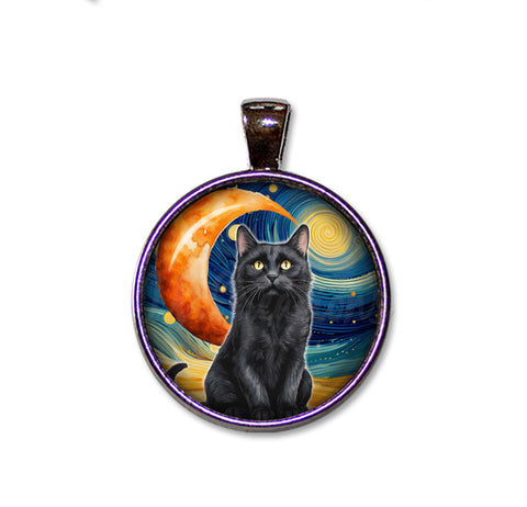 Black Cat Starry Night Style