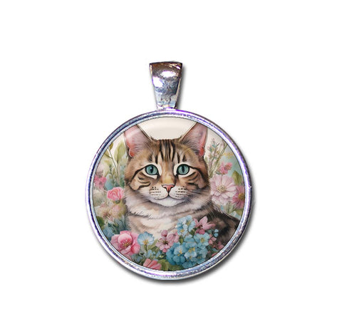 Sweet Tabby Cat in Florals