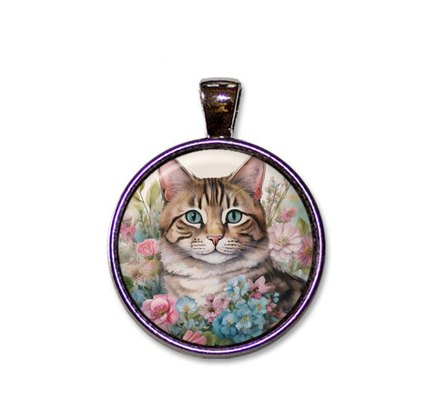 Sweet Tabby Cat in Florals