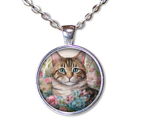 Sweet Tabby Cat in Florals