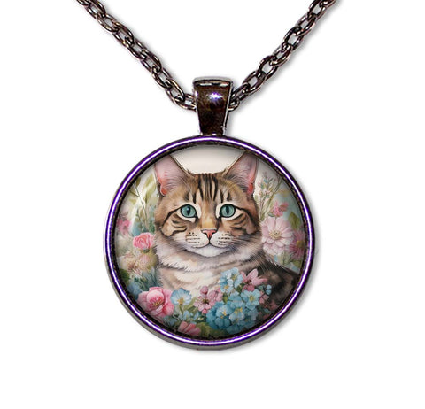 Sweet Tabby Cat in Florals