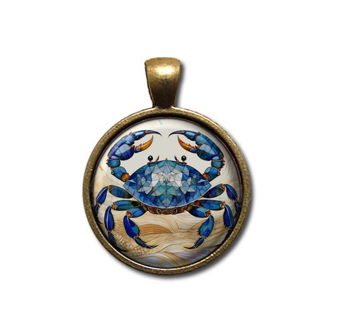 Faux Stained Glass Style Blue Crab