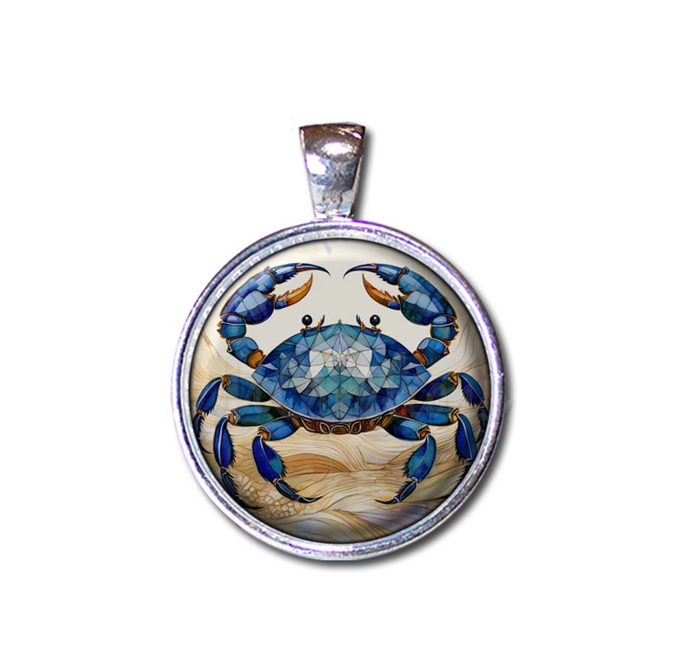 Faux Stained Glass Style Blue Crab