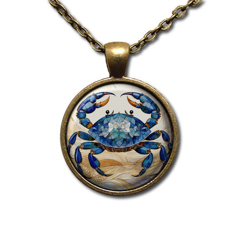 Faux Stained Glass Style Blue Crab