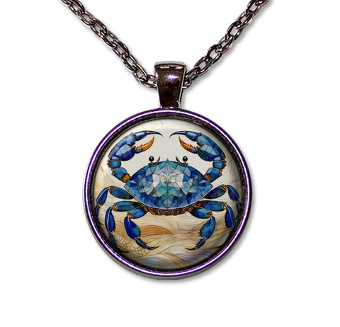 Faux Stained Glass Style Blue Crab