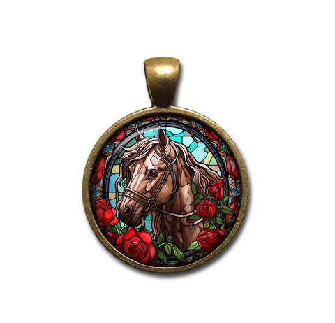Faux Stained Glass Horse with Roses