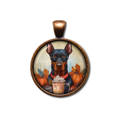 Autumn Doberman with Pumpkin Latte