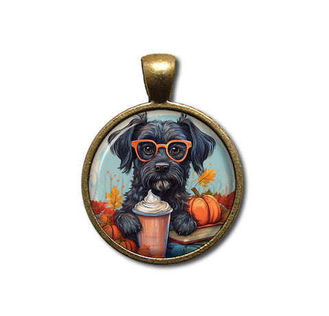 Autumn Black Schnauzer with Pumpkin Latte