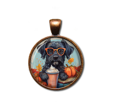 Autumn Black Schnauzer with Pumpkin Latte