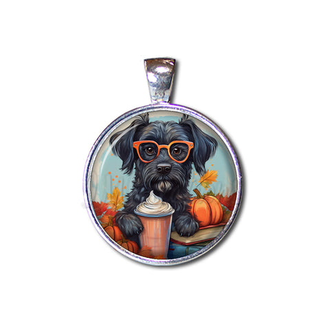 Autumn Black Schnauzer with Pumpkin Latte