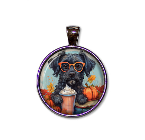 Autumn Black Schnauzer with Pumpkin Latte
