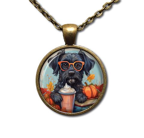 Autumn Black Schnauzer with Pumpkin Latte