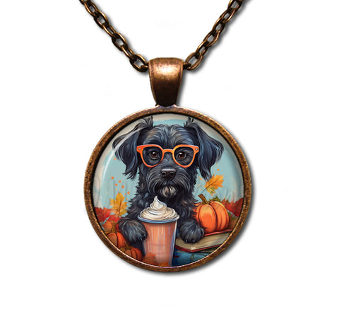 Autumn Black Schnauzer with Pumpkin Latte