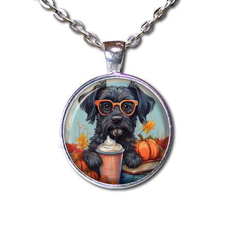 Autumn Black Schnauzer with Pumpkin Latte