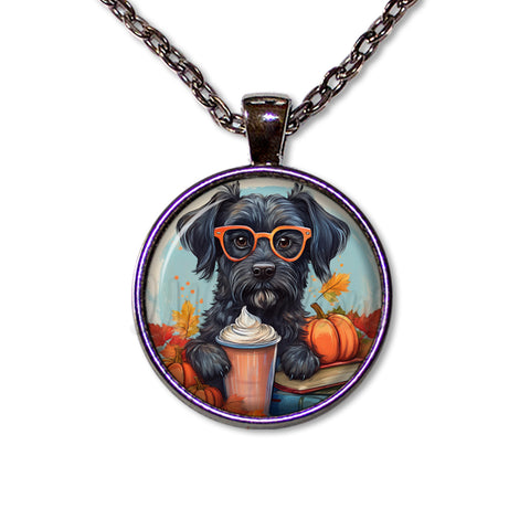 Autumn Black Schnauzer with Pumpkin Latte