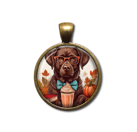 Autumn Chocolate Lab with Pumpkin Latte