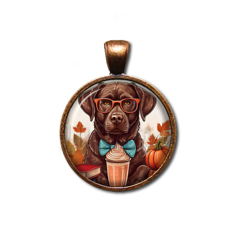 Autumn Chocolate Lab with Pumpkin Latte