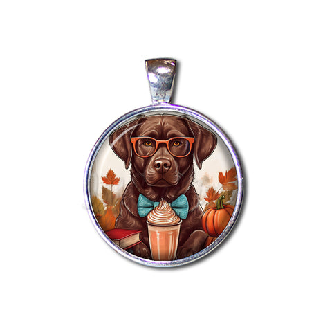 Autumn Chocolate Lab with Pumpkin Latte