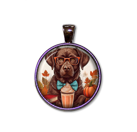 Autumn Chocolate Lab with Pumpkin Latte