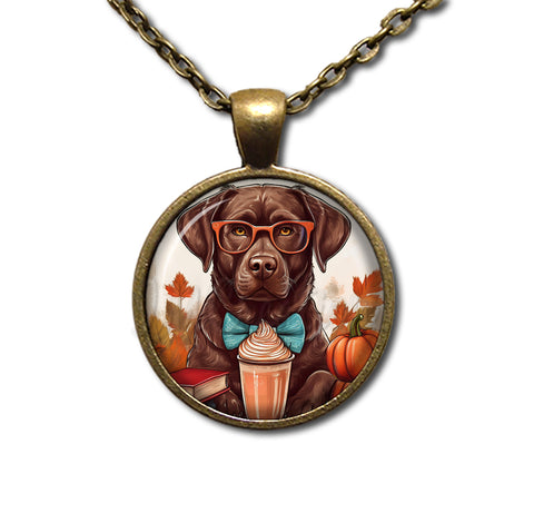 Autumn Chocolate Lab with Pumpkin Latte