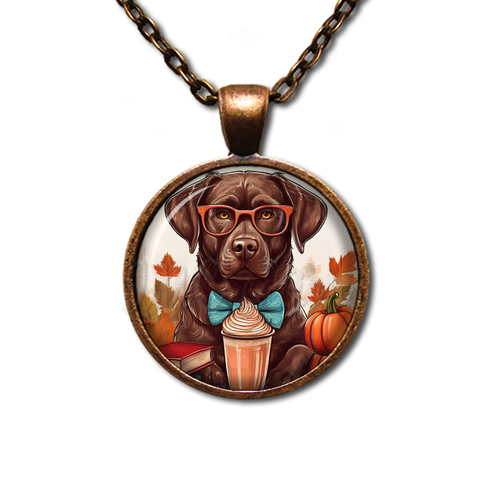 Autumn Chocolate Lab with Pumpkin Latte