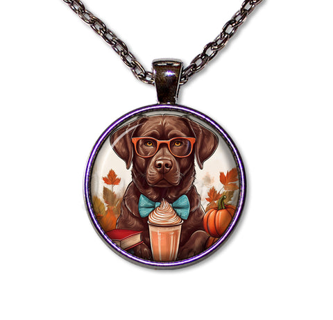 Autumn Chocolate Lab with Pumpkin Latte