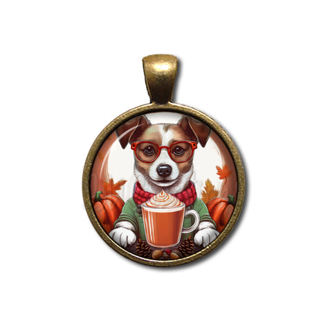 Autumn Jack Russell Terrier with Pumpkin Latte