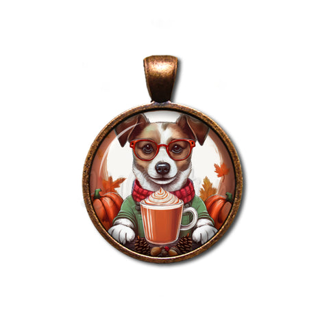 Autumn Jack Russell Terrier with Pumpkin Latte
