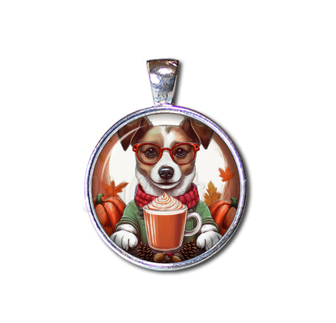 Autumn Jack Russell Terrier with Pumpkin Latte