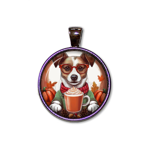 Autumn Jack Russell Terrier with Pumpkin Latte