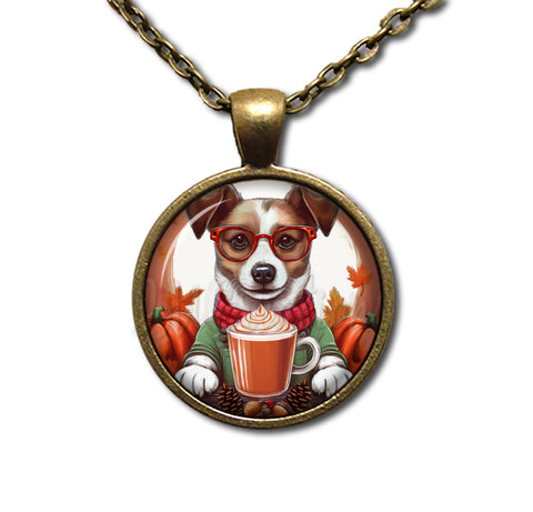 Autumn Jack Russell Terrier with Pumpkin Latte