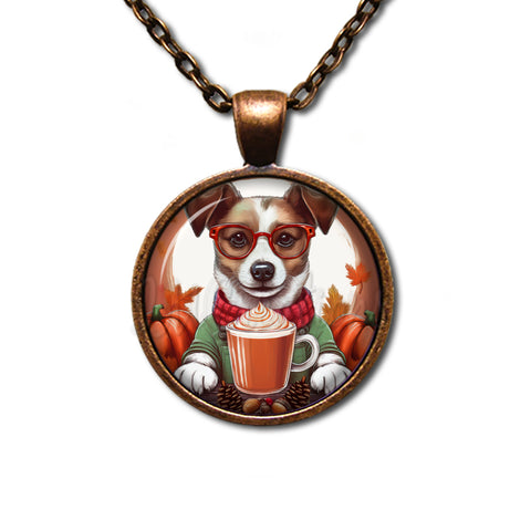Autumn Jack Russell Terrier with Pumpkin Latte
