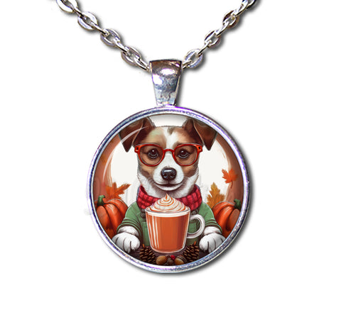 Autumn Jack Russell Terrier with Pumpkin Latte