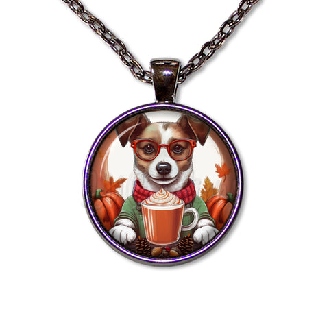 Autumn Jack Russell Terrier with Pumpkin Latte