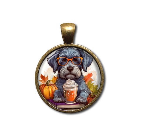 Autumn Too Cute Schnauzer with Pumpkin Latte