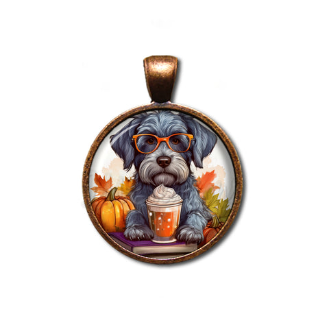 Autumn Too Cute Schnauzer with Pumpkin Latte
