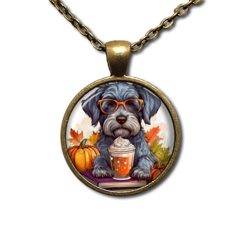 Autumn Too Cute Schnauzer with Pumpkin Latte
