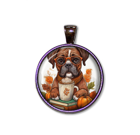 Autumn Sweet Boxer Dog with Pumpkin Latte
