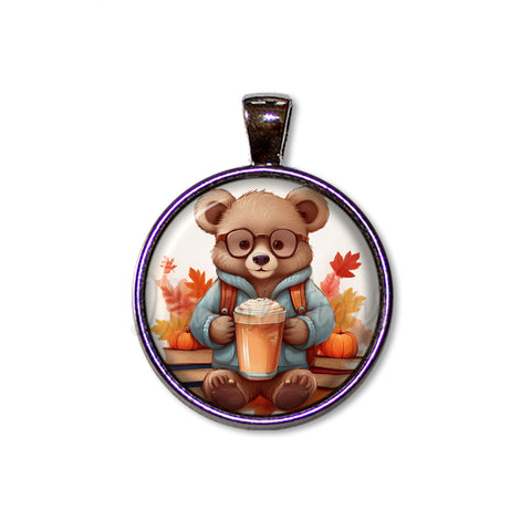 Autumn Bear with Pumpkin Latte and Books