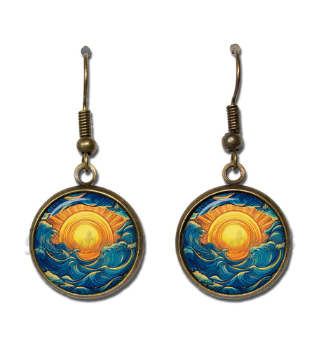 Celestial Design Rising Sun in Waves