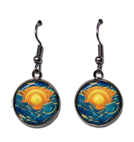 Celestial Design Rising Sun in Waves