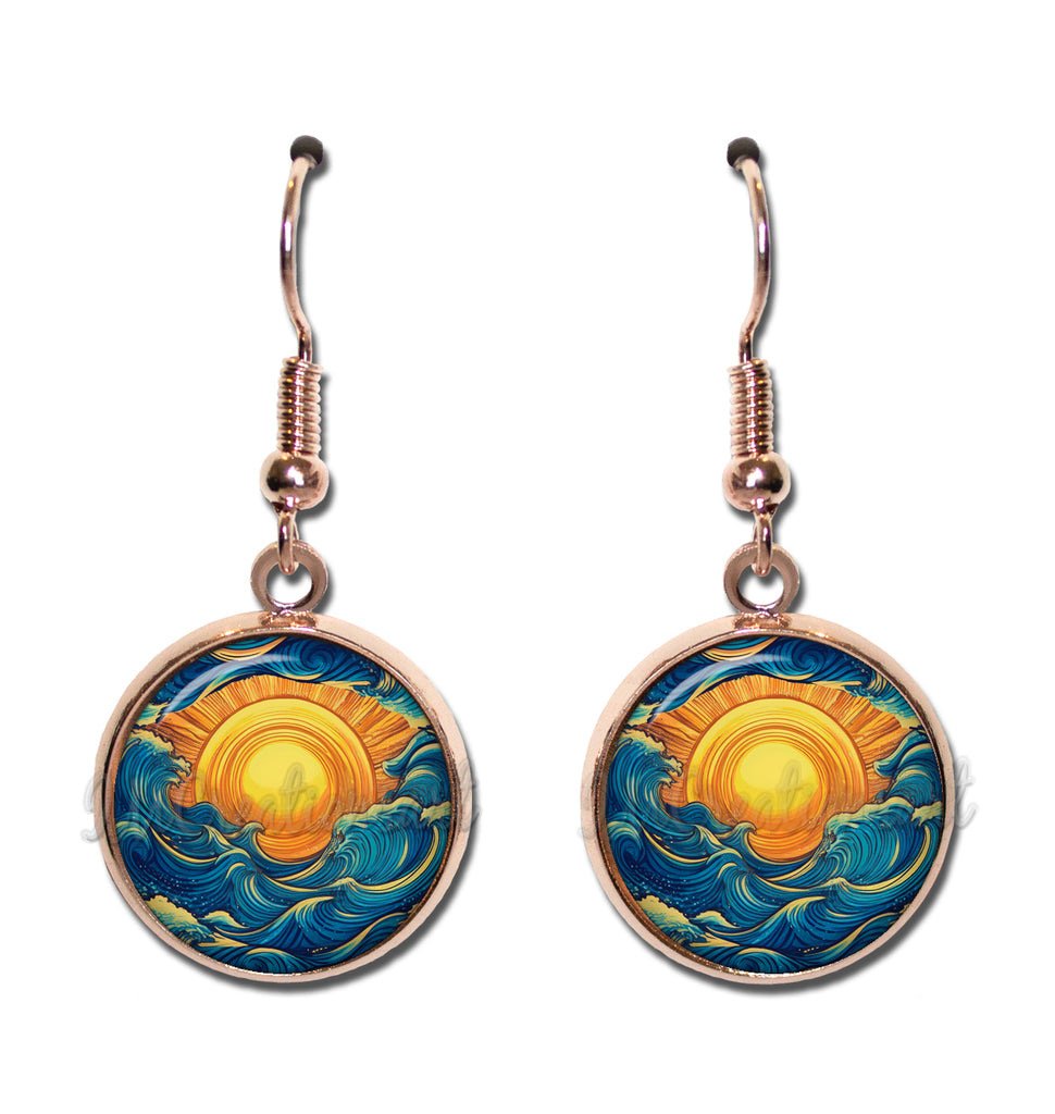 Celestial Design Rising Sun in Waves