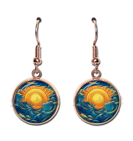 Celestial Design Rising Sun in Waves