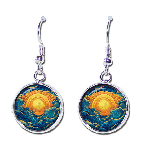 Celestial Design Rising Sun in Waves