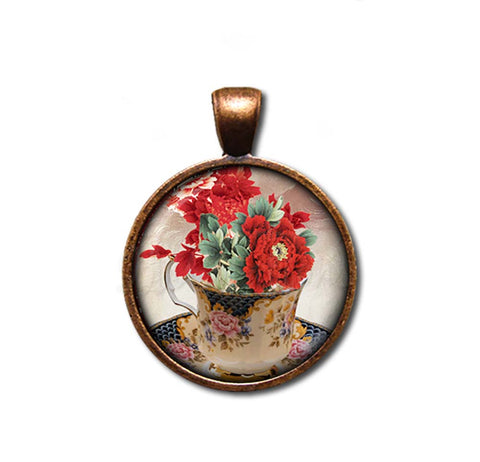 Tea Cup with Red Florals