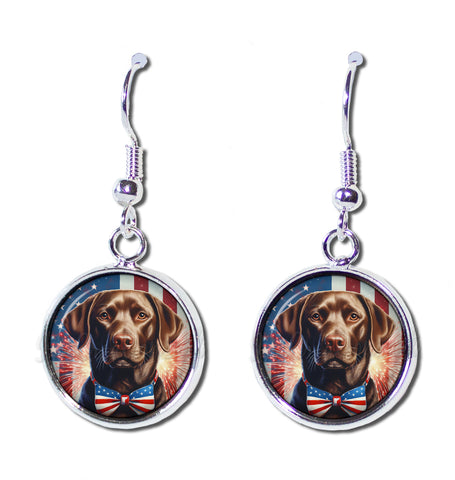 Patriotic Chocolate Lab Dog American Flag