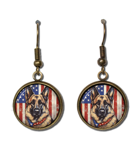 Patriotic German Shepherd Dog American Flag