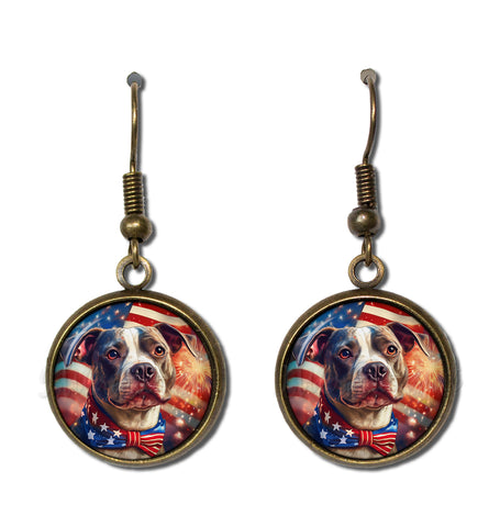 Patriotic Pit Bull Terrier Dog American Flag