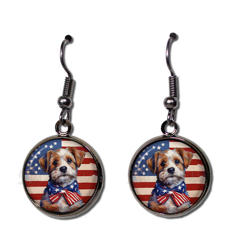 Patriotic Adorable Terrier Dog American Flag